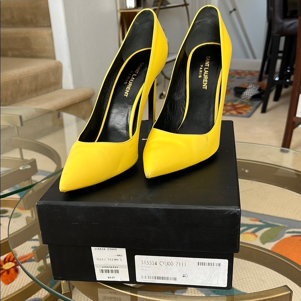 Saint Laurent Yellow Stiletto Heels - Picture 6 of 8